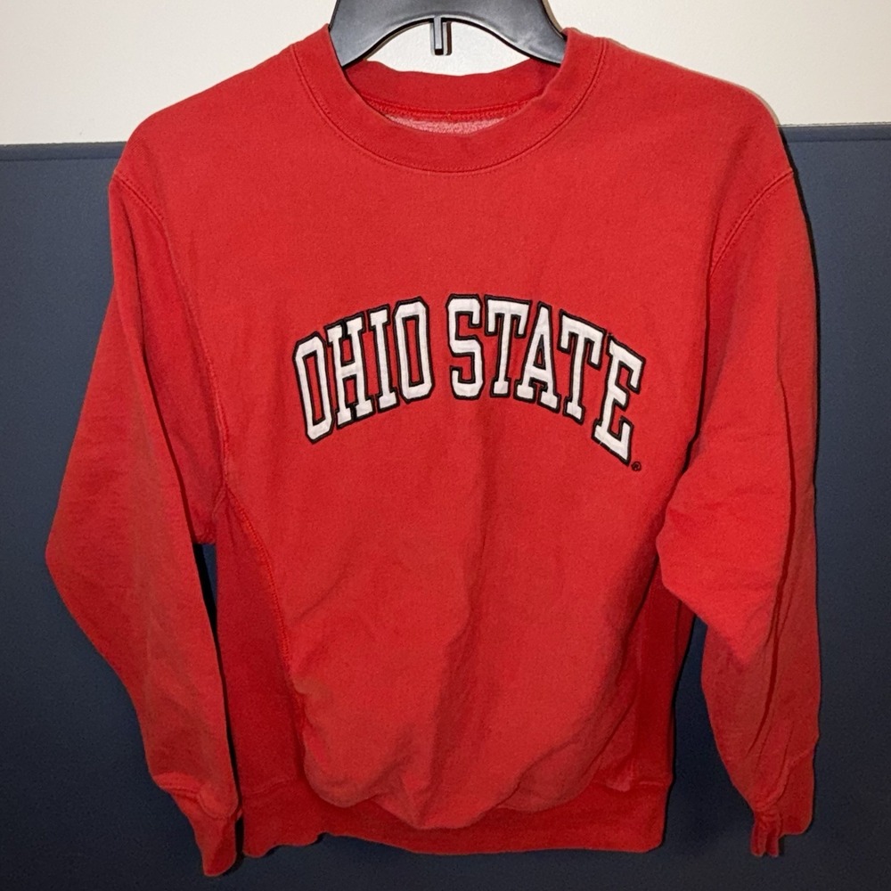 Vintage‎ Ohio State University Crew Sweatshirt Mens Small Red Buckeyes College